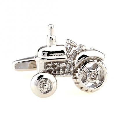 Silver Tone Novelty Farm Tractor Cufflinks.JPG